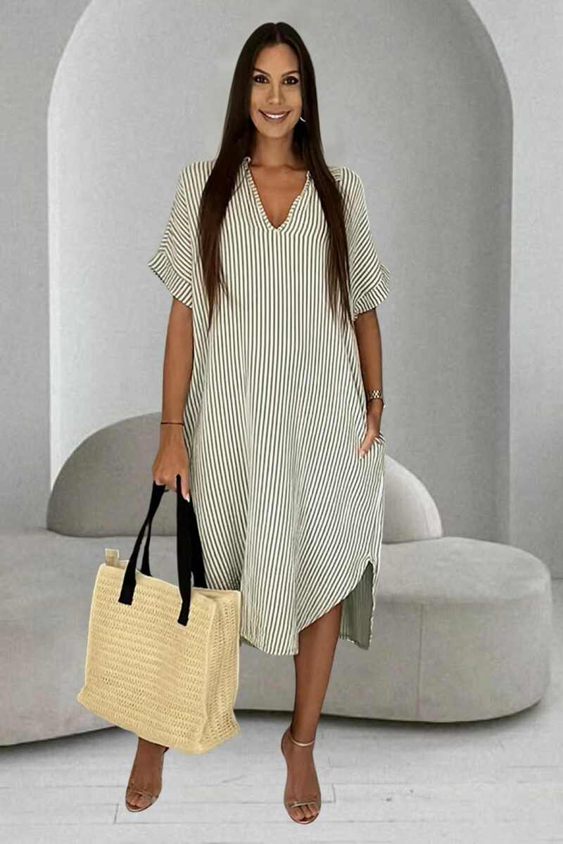 'ORENSE' Robe Olive & Blanc