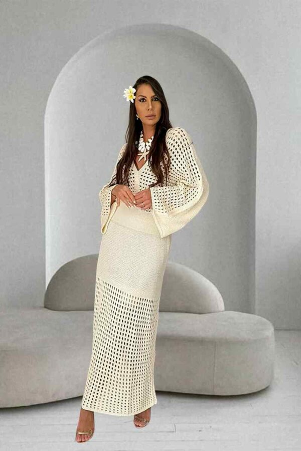 'LOUXOR' ROBE MAILLE CRÈME – Image 3