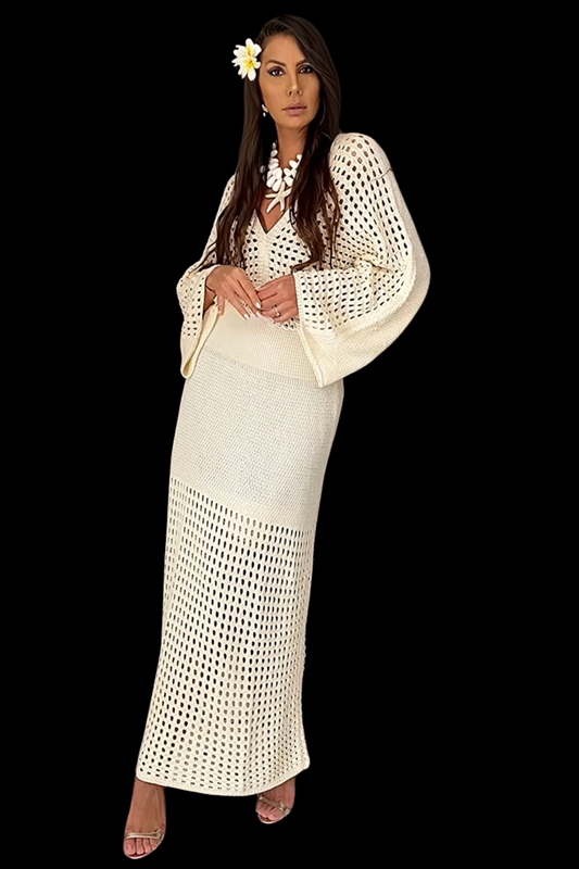 'LOUXOR' ROBE MAILLE CRÈME