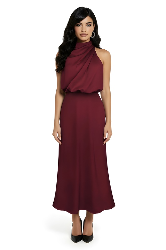'JACAREÍ' ROBE SATINÉE BORDEAUX