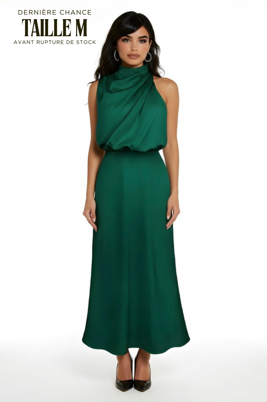 'JACAREÍ' ROBE SATINÉE VERTE EVERGREEN