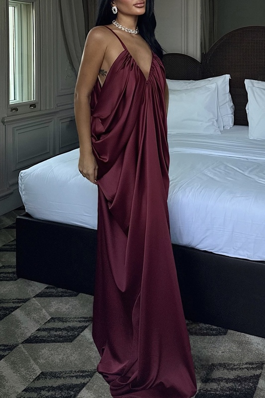 'VITÓRIA' ROBE SATIN BORDEAUX – Image 5
