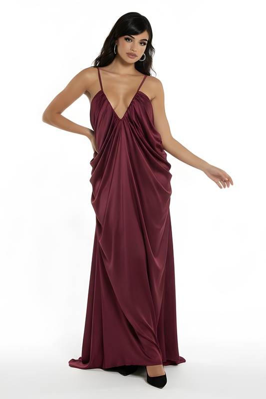 'VITÓRIA' ROBE SATIN BORDEAUX