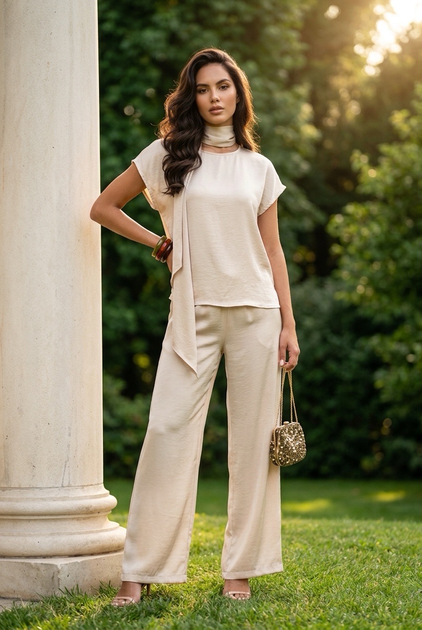 'ANCÔNE' ENSEMBLE SATINÉ BEIGE