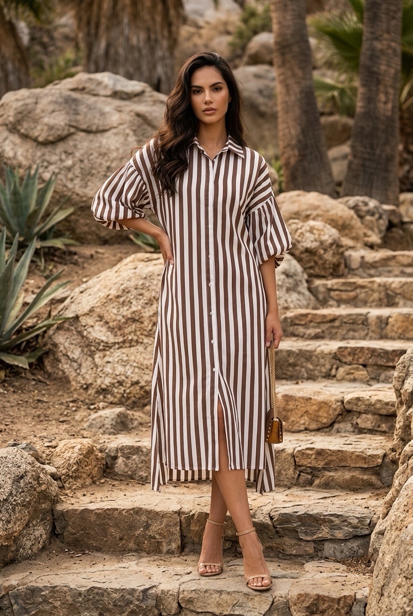 'BOLZANE' ROBE MARRON 100% VISCOSE