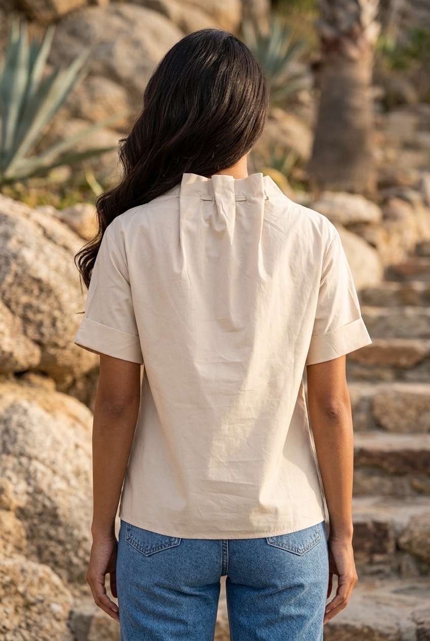 'NOVARE' HAUT BEIGE 100% COTON – Image 2
