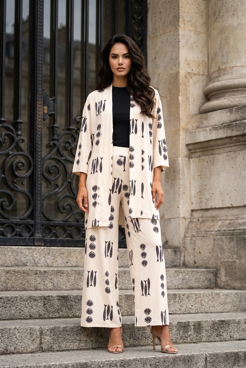 'KOMOTINÍ' VESTE & PANTALON BLANC