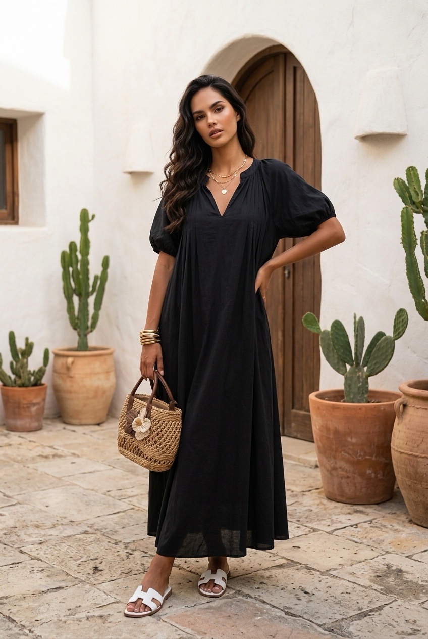 'LAMÍA' ROBE NOIRE COTON – Image 2